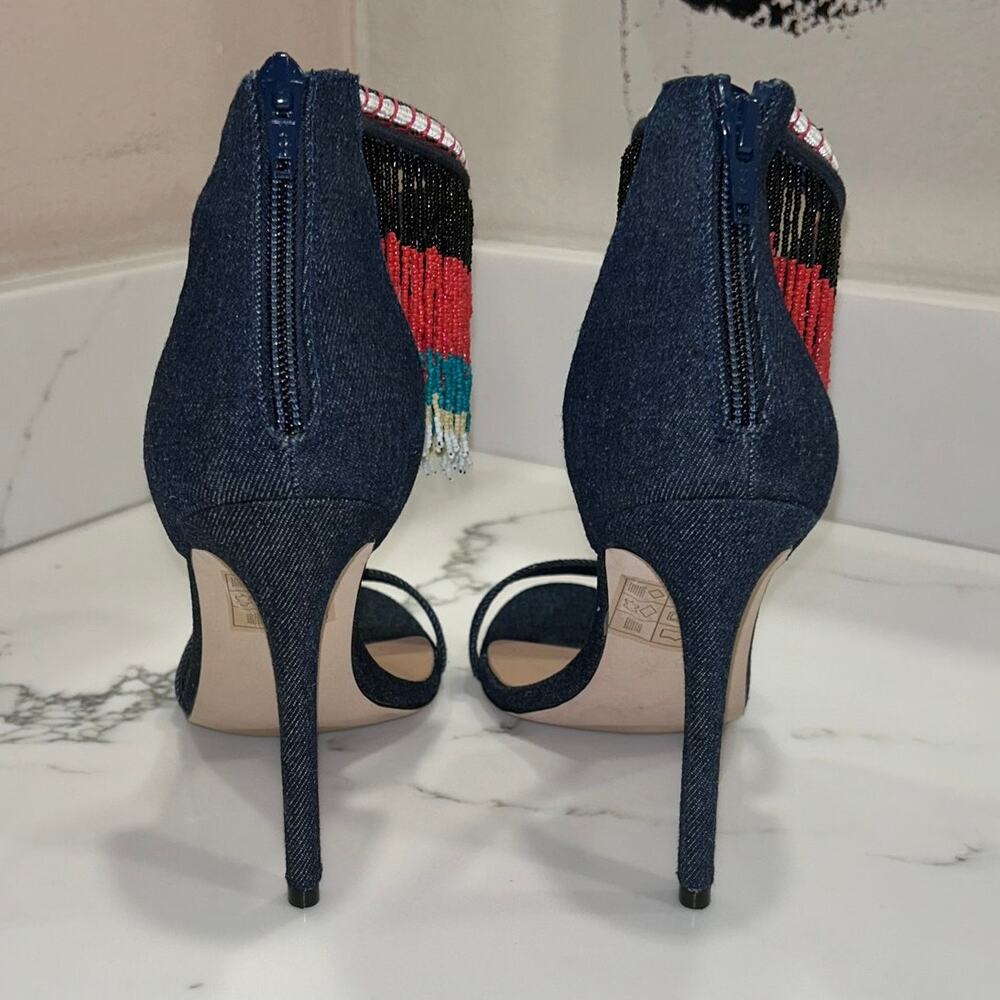 Aldo Denim Heel With Beaded Detail Women's Size 7.5 - Picture 6 of 10